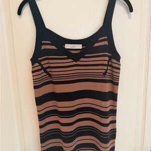 LOFT Women's Camisole - Navy and Tan Stripes Large SAMPLE ITEM-RARE